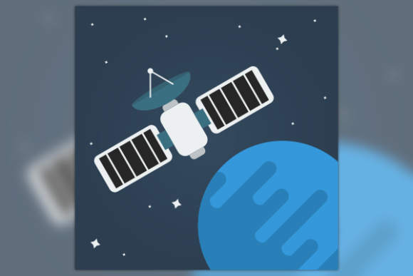 Download Satellite on Space with Planet and Stars - Space Collection