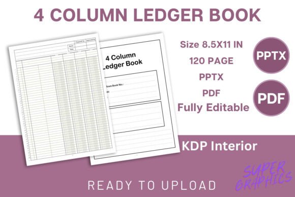 Download 4 Column Accounting Ledger Book KDP - Accounting Collection